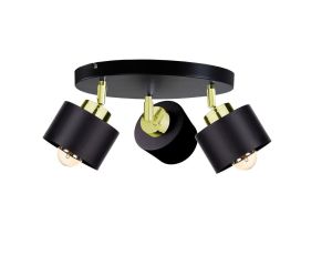 Spot nowoczesny 3x E27 SIMPLY BLACK/GOLD
