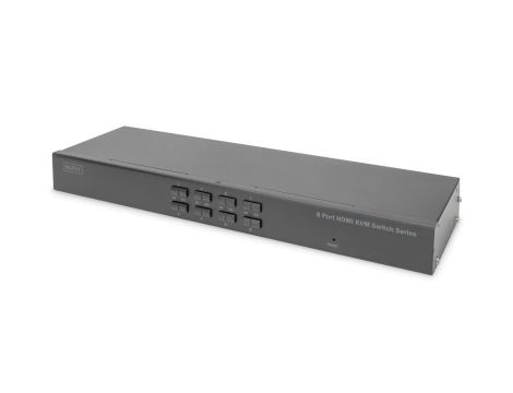 Przełącznik KVM 8 portowy, Rack 19, 4K 30Hz, 8xHDMI IN, 1xHDMI OUT, 2xUSB A DS-12910