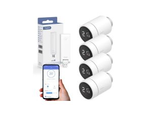 4x Głowica termostatyczna E1 + Centrala Sterująca Hub E1 termostat + bramka, Zigbee 3.0 Zestaw Aqara