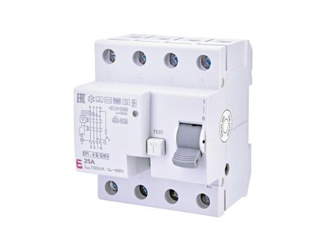 Wyłącznik różnicowoprądowy Typ B, krótkozwłoczny EFI-4 B G/KV 25/0.1