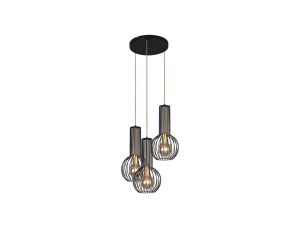 Lampa wisząca ARVI BLACK, druciane klosze na E27, czarno- złota K-4522 Kaja Lighting
