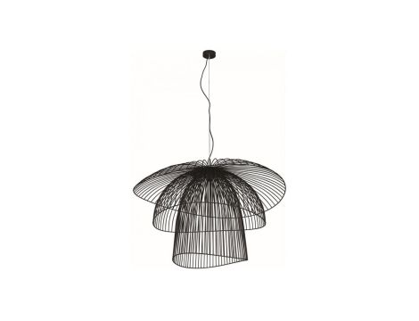 Efektowny czarny żyrandol z drucianymi kloszami do salonu z serii PLAZA KP-12 Kaja Lighting