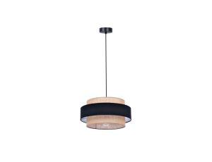 Lampa wisząca GATO, dekoracyjna, podwójny abażur w stylu boho czarno-beżowy na E27 K-5231 Kaja Lighting
