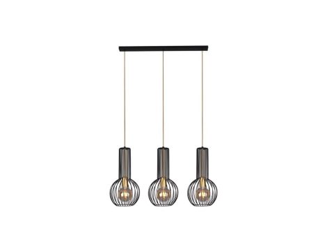 Lampa wisząca ARVI czarna, metalowe klatkowe klosze na E27 nad wyspę kuchenną K-4521 Kaja Lighting