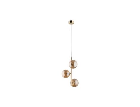 Lampa wisząca ze złotymi elementami i bursztynowymi kloszami ESTERA 4838 3xG9 TK Lighting