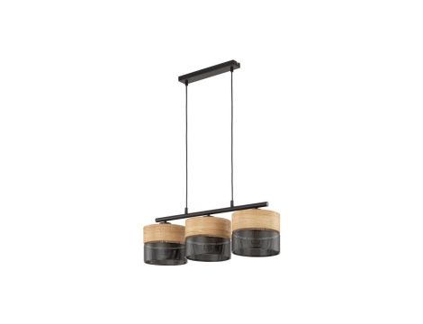 Lampa wisząca NICOL 3 - punktowa czarny/dąb naturalny 4801 TK Lighting