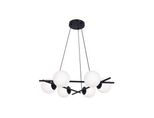 Lampa wisząca ARTON czarna, białe matowe szklane klosze na E27 K-4967 Kaja Lighting