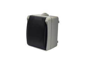 Gniazdo pojedyncze z uziemieniem natynkowe z klapką dymną Aqua Plus IP54 szaro grafitowe / 40118