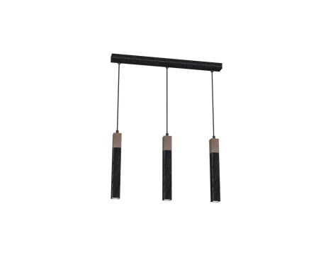 Lampa wisząca SOLO SAWN BLACK / PATINATED WOOD 3x mini GU10 MLP7470 Milagro