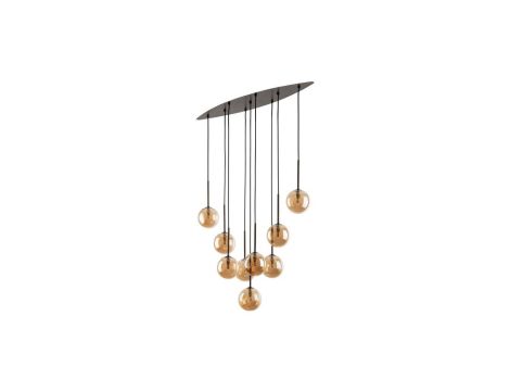 Lampa wisząca z brązowymi elementami i bursztynowymi kloszami ESTERA 6149 9xG9 TK Lighting