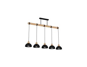 Lampa wisząca ERIK Black/Wood 5xE27 MLP7227 Milagro