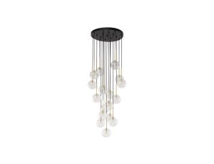 Lampa wisząca z 17 kloszami ze szkła NILOS Czarny / złoty 17xG9 5945 TK Lighting