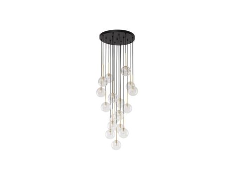 Lampa wisząca z 17 kloszami ze szkła NILOS Czarny / złoty 17xG9 5945 TK Lighting