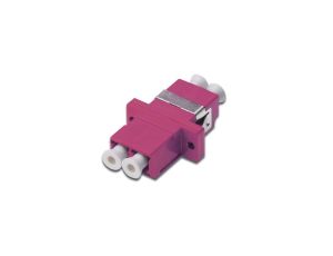 Adapter światłowodowy LC/LC, duplex, wielomodowy OM4, ceramiczna ferrula, różowy DN-96019-1