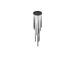 Lampa wisząca czarna z 10 kloszami-rurkami PIANO BLACK 10114 TK Lighting