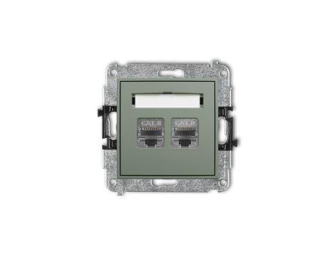 MINI Mechanizm gniazda komputerowego podwójnego 2xRJ45, kat. 8, ekranowany, 8-stykowy szałwiowy 61MGK-12