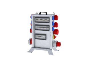 Rozdz. budowlana elTOWER-L W63-012406 IP44 wtyk CEE 63A-5P gn: 6xGK 230V 16A 4xCEE 16A 2xCEE 32A 1xCEE 63A 4xRCCB 10 kA 584B7210