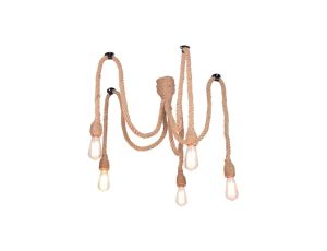 LAMPA Wisząca SUFITOWA ROPE PAJĄCZEK 5xE27 Czarno-beżowy GOLDLUX (Polux)