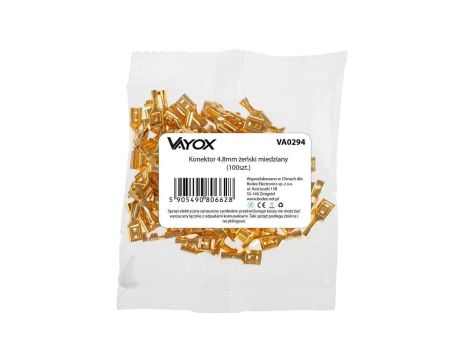 Konektor 4.8mm miedziany żeński (100szt) VA0294 Vayox