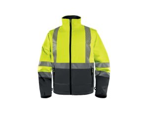 Kurtka ostrzegawcza Softshell z poliestru Stretch, 3 warstwy laminowane, kl.2, kolor Żółty Fluo-Szary, rozmiar: 3XL, FASTJA3X