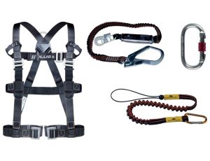 Szelki z 2 punktami zaczepowymi, amortyzatorem i uchwytem na narzędzia, kolor Czarny, rozmiar: S/M/L, ELARA390HV2GT