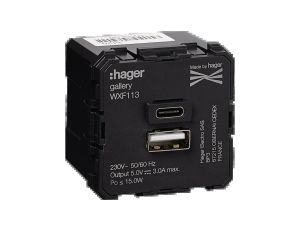 gallery Ładowarka USB A+C 3A mechanizm 2M WXF113
