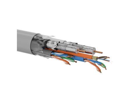 Multikabel Q-LANTEC Multimedia 2 x U/UTP kat.6 + 2 x RG6 1.13 + 2 x FO G657A1, LSOH, Dca, szary /500m/
