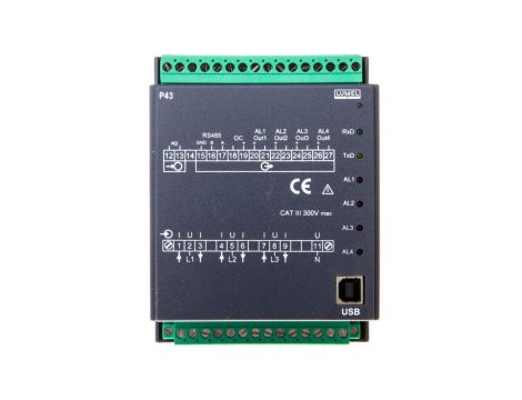 Programowalny przetwornik sieci 3-fazowej wejście I 5A wejście U 3x57,7/100V zasilanie 85-253V AC 90-320V DC wyjście 4 analog. P