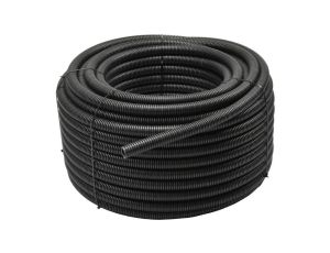 Rura karbowana elektroinstalacyjna RKGS 20/14,1mm giętka samogasnąca peszel z pilotem 750N PVC UV czarna 100m Tubifor