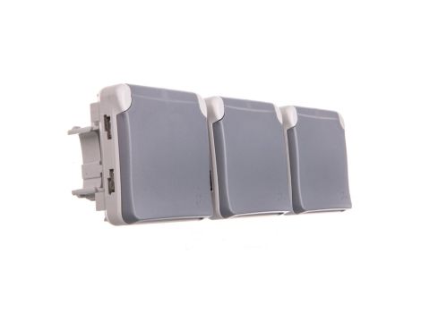 PLEXO55 Gniazdo potrójne poziome z/u szare 069564