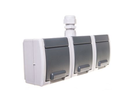 AQUANT Gniazdo hermetyczne potrójne natynkowe z uziemieniem IP65 1243-65