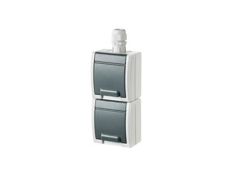 AQUANT Gniazdo podwójne z/u 2x2P+Z pionowe z przesłonami styków IP65 1252-65