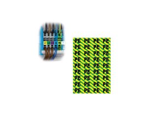 Arkusz Samoprzylepny Znak Oznaczenie Przewód Uziemiający PE Naklejka Żółto-Zielona 36 Szt.