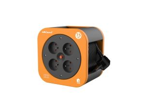 Przedłużacz bębnowy 4-gniazdowy H05VV-F 3G1,0 7,5m pomarańczowo-czarny / 24619