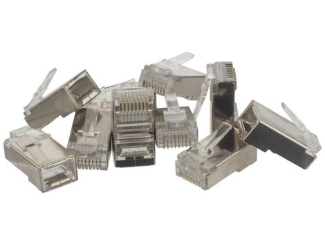 Wtyk modularny RJ45 8P8C kat.6 ekranowany FTP uniwersalny drut linka NEKU opakowanie WORECZEK 10szt.