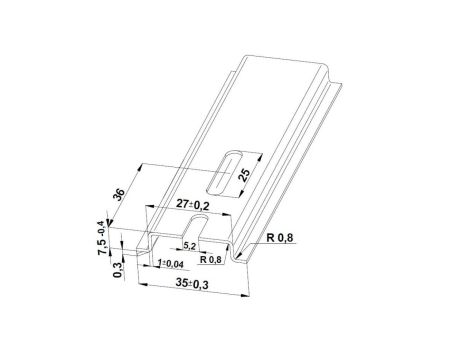 Szyna TS 35x7,5 ocynk (perforowana 5,2x25mm) - 2000 mm (za szt.)