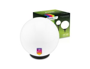 Lampa Solarna Ogrodowa LED ATRIS Wbijana Naziemna Biała Kula 30cm RGB LUMILED
