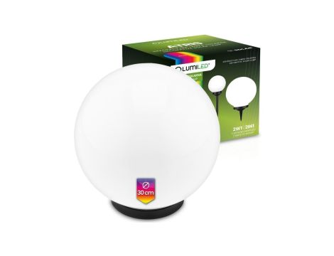 Lampa Solarna Ogrodowa LED ATRIS Wbijana Naziemna Biała Kula 30cm RGB LUMILED