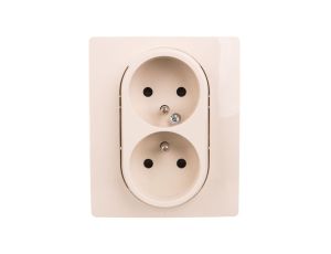 NILOE Gniazdo podwójne z/u kompaktowe 16 A 250 Vz przesłonami kremowe 764641