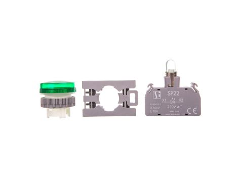 Lampka sygnalizacyjna zielona 230V LED BA9S STANDARD SP22-LZ-230-LEDAC