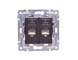 DANTE Gniazdo komputerowe podwójne 2xRJ45 kat.5e nieekranowane grafit 456067