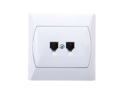 AKCENT Gniazdo telefoniczne podwójne RJ11 równoległe białe GPT-2AR/00