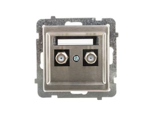 SONATA Gniazdo antenowe podwójne typu F stal inox GPA-2RMF/m/37