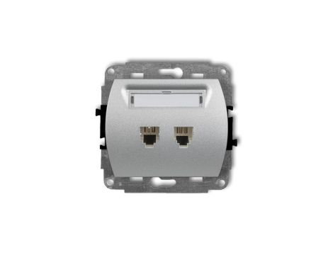 TREND Gniazda telefoniczne podwójne 2xRJ11, 4-stykowy srebrny metalik 7GT-2
