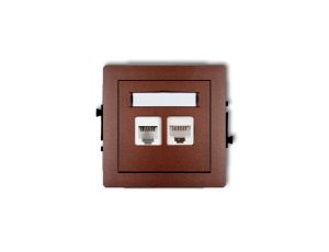 DECO Gniazda telefoniczne pojedyncze 1xRJ11 + komputerowego pojedynczego 1xRJ45, kat. 5e, 8-stykowy, beznarzędziowe brązowy meta