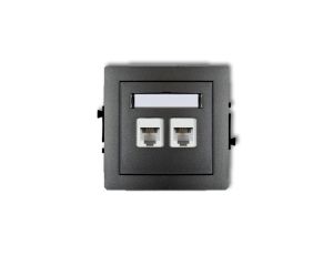 DECO Gniazda telefoniczne podwójne 2xRJ11, 4-stykowy, beznarzędziowe grafitowy 11DGT-2