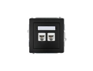 DECO Gniazda telefoniczne podwójne 2xRJ11, 4-stykowy, beznarzędziowe czarny mat 12DGT-2