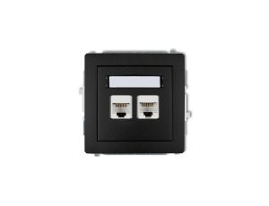 DECO Gniazda komputerowe podwójne 2xRJ45, kat. 6, 8-stykowy czarny mat 12DGK-4