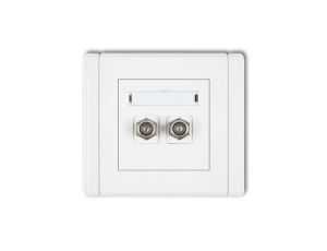 FLEXI Gniazdo antenowe podwójne typu F (SAT) niklowane biały FGF-2