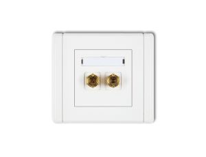 FLEXI Gniazdo głośnikowe pojedyncze (typu banan - czerwony i czarny, pozłacane, 4 mm2, do lutowania) biały FGG-3